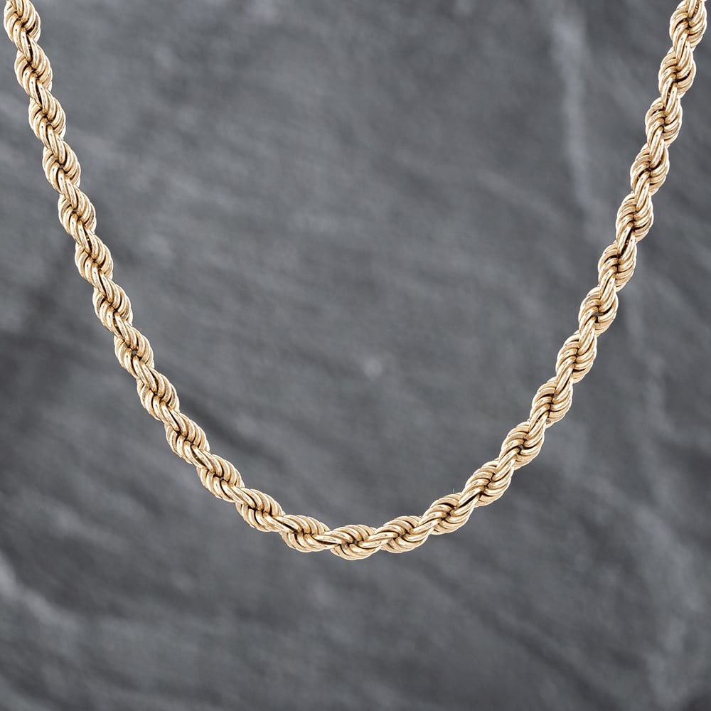 Product photograph of Pre-owned 9ct Yellow Gold Solid 18 Inch Rope Chain 41041377 from The Jewel Hut