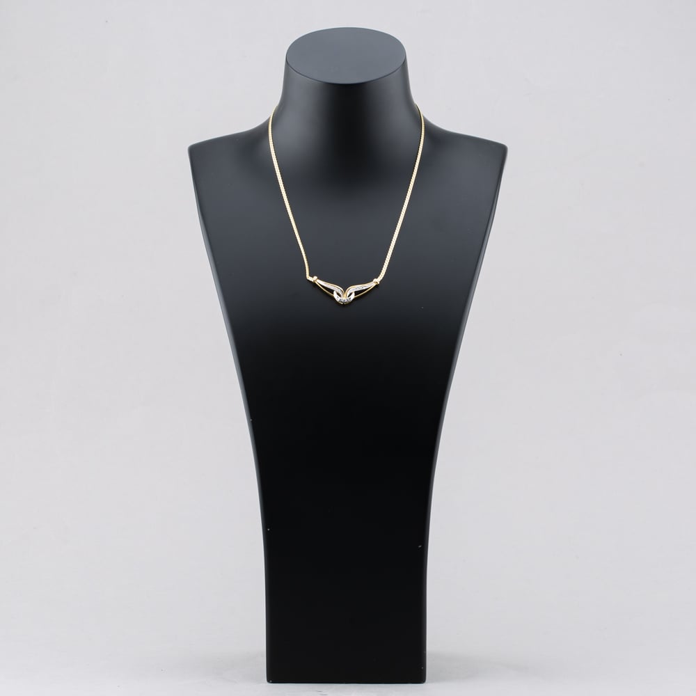 Pre-Owned 18ct Two Colour Gold 0.15ct Brilliant Cut Diamond Set 16 Inch Necklace 41041465