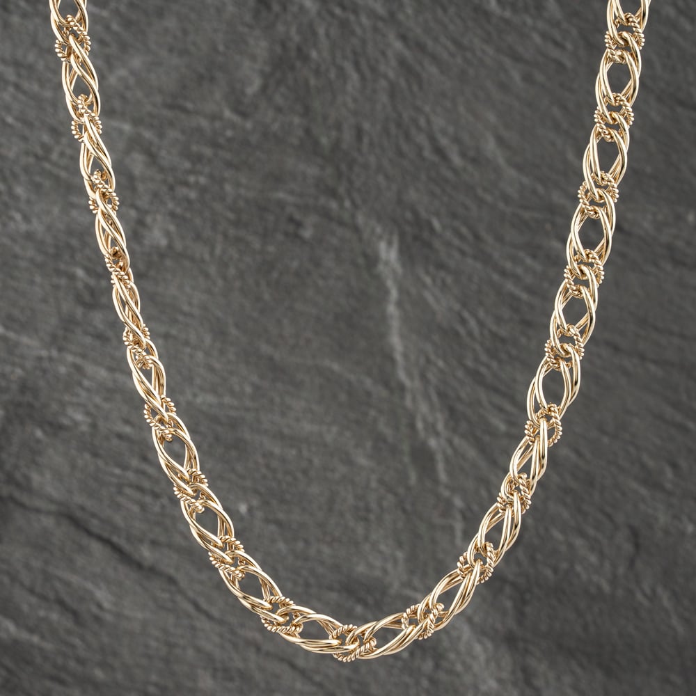Click to view product details and reviews for Pre Owned 9ct Yellow Gold Fancy Double 25 Inch Curb Chain 41041578.