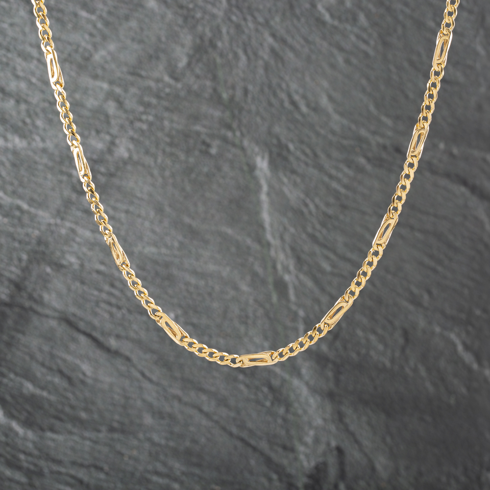 Pre-Owned 9ct Yellow Gold 5+1 Fancy Link 20 Inch Figaro Chain 41041640