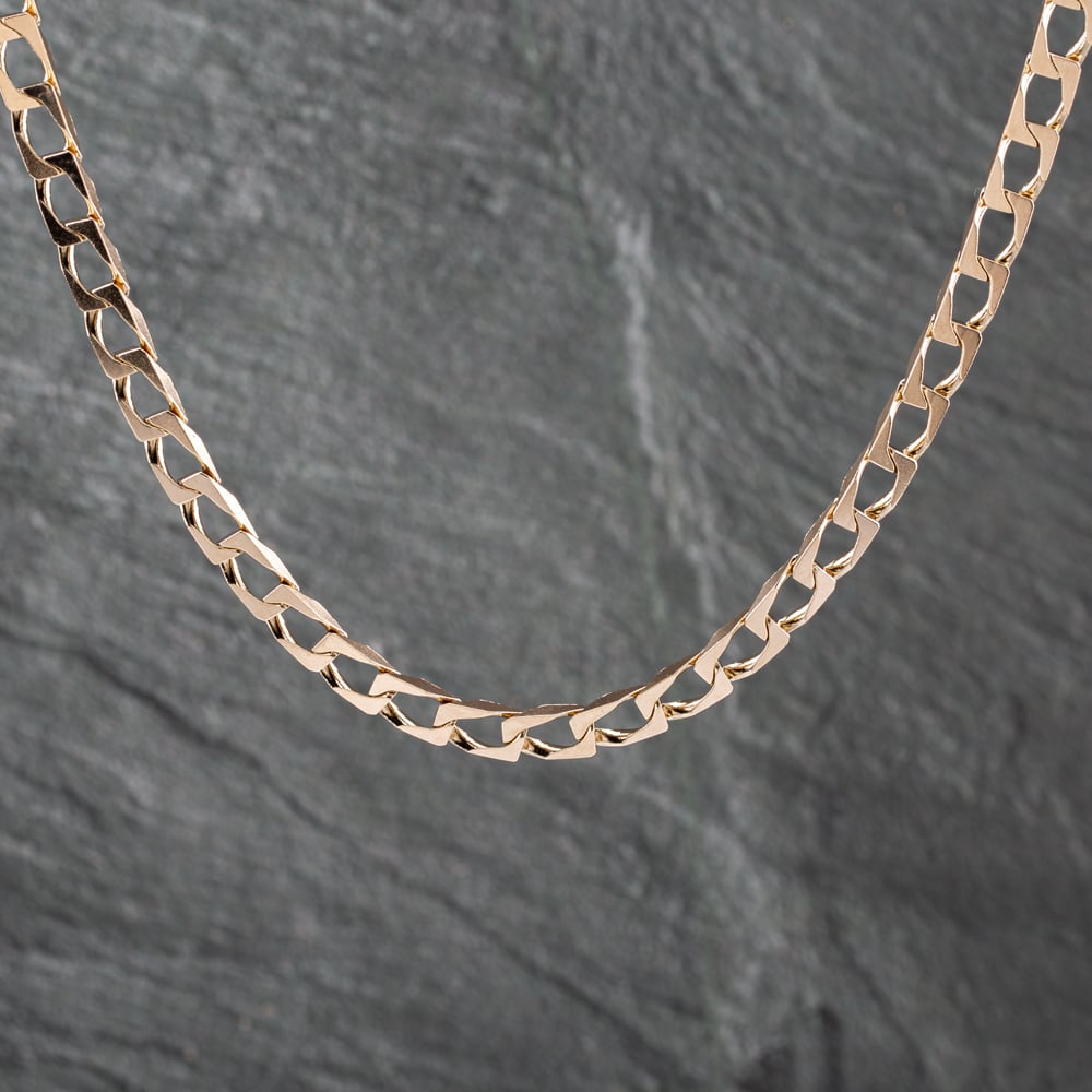 Pre-Owned 9ct Yellow Gold Oblong Link 18 Inch Curb Chain 41041686