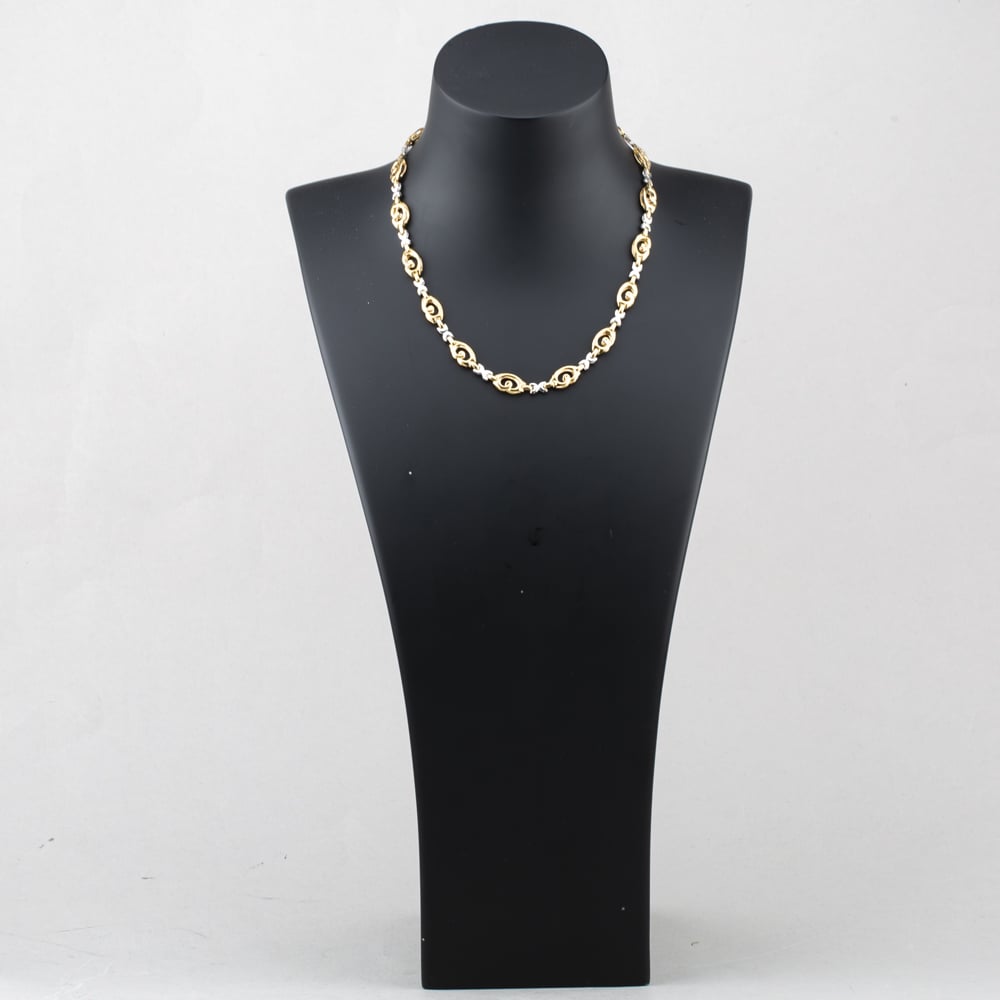 Pre-Owned 9ct Two Colour Gold Kiss & Swirl 15 Inch Fancy Chain 41041773