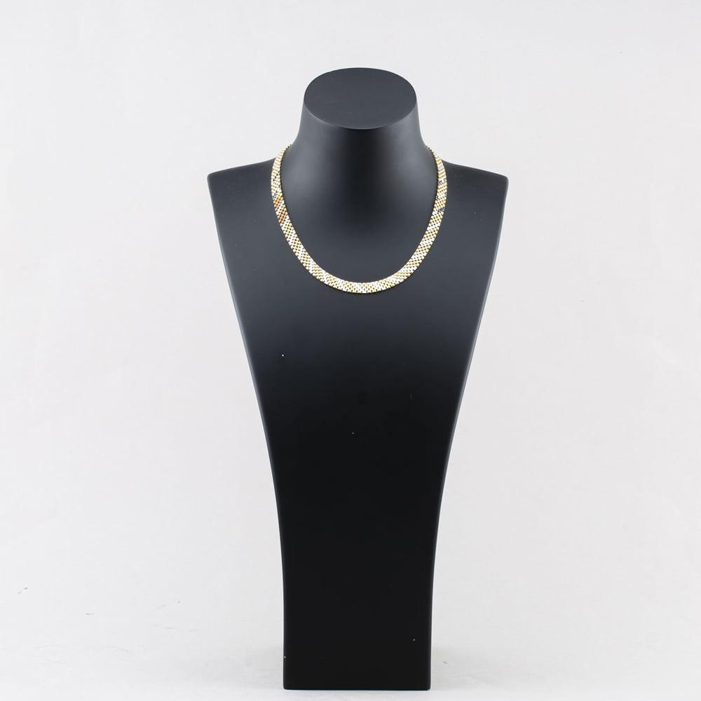 Pre-Owned 9ct Two Colour Gold Brick Link 16 Inch Fancy Necklace 41041797