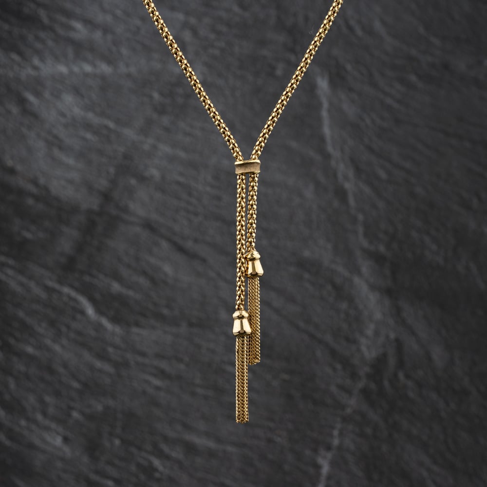 Pre-Owned 9ct Yellow Gold Double Tassil Popcorn Link 22 Inch Chain 41041889