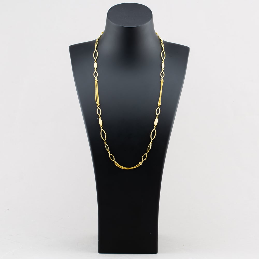 Pre-Owned 9ct Yellow Gold Marquise Shaped Linked 25 Inch Fancy Chain 41041915