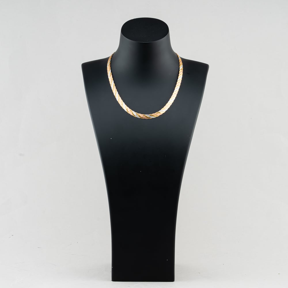 Pre-Owned 9ct Three Colour Gold Braided 17 Inch Herringbone Chain 41041916