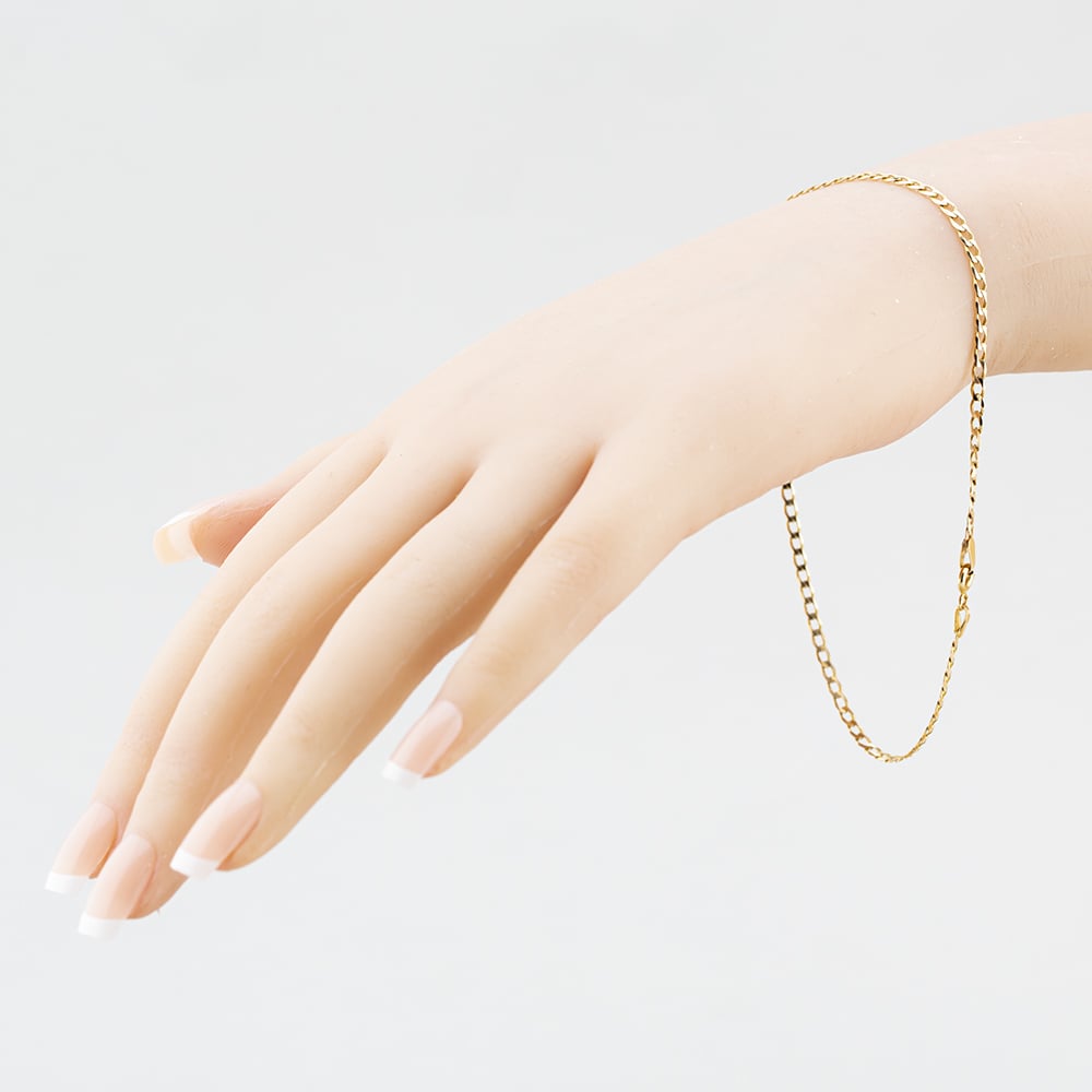 Pre-Owned 9ct Yellow Gold Ankle 9.5 Inch Curb Chain Bracelet 41051077