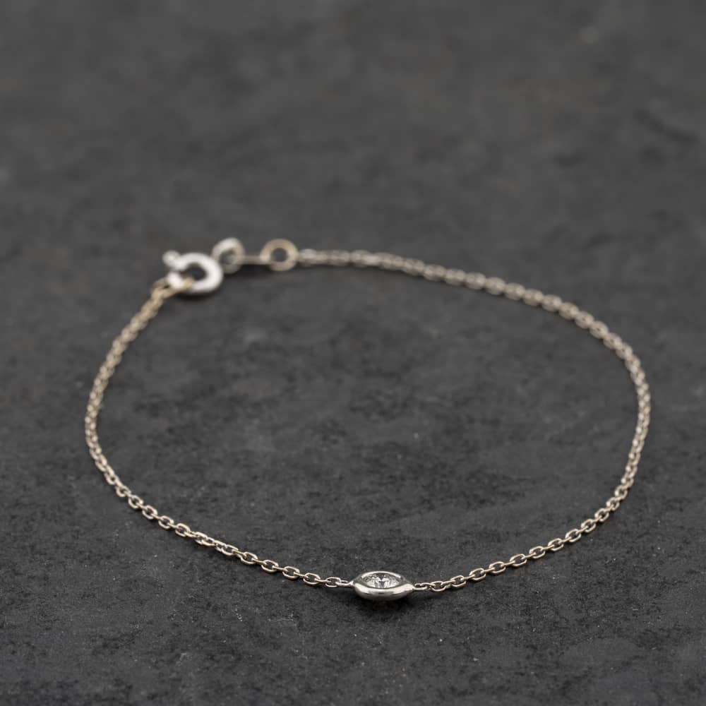 Pre-Owned 18ct White Gold 0.12ct Diamond Set 6.5 Inch Trace Chain Bracelet 41051117