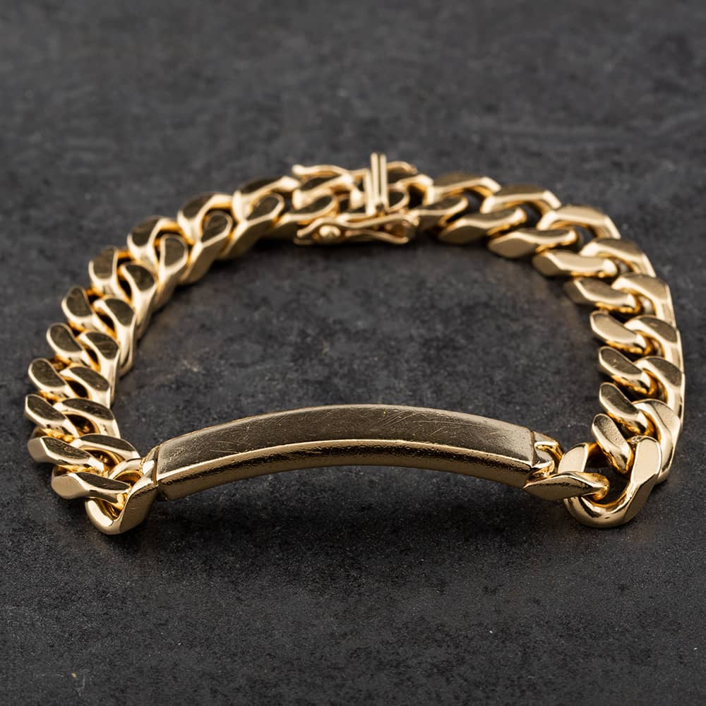 Product photograph of Pre-owned 9ct Yellow Gold Identity Curb Bracelet 4108051 from The Jewel Hut