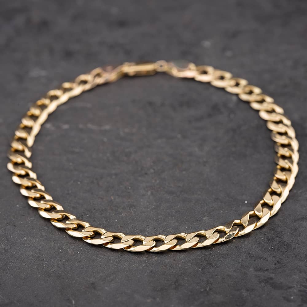 Product photograph of Pre-owned 9ct Yellow Gold 8 Inch Curb Chain Bracelet 41081084 from The Jewel Hut