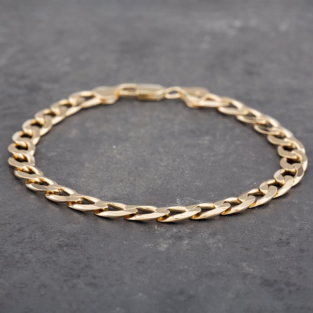 Pre-Owned 9ct Yellow Gold 9.5 Inch Curb Chain Bracelet 41081098