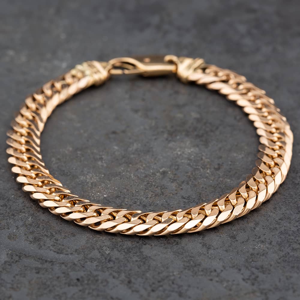 Product photograph of Pre-owned 9ct Yellow Gold Heavy Double 8 5 Inch Curb Chain Bracelet 41081123 from The Jewel Hut
