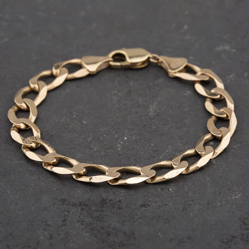 Product photograph of Pre-owned 9ct Yellow Gold 8 Inch Curb Chain Bracelet 41081139 from The Jewel Hut
