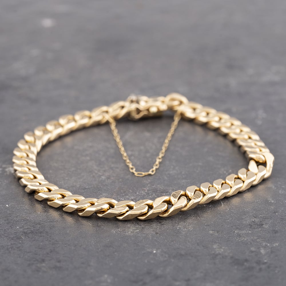 Product photograph of Pre-owned 9ct Yellow Gold 8 Inch Curb Chain Bracelet 41081161 from The Jewel Hut