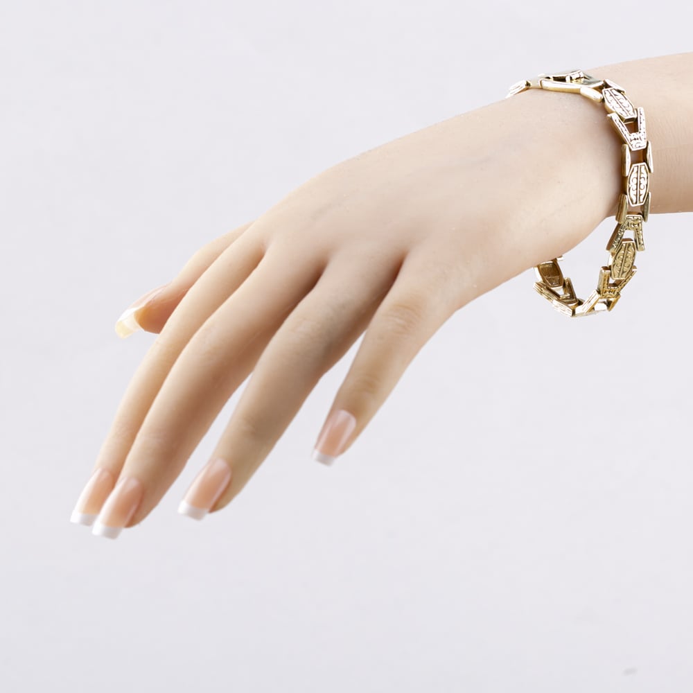 Pre-Owned 9ct Yellow Gold Flexible Fancy 7.5 Inch Chain Bracelet 41081232