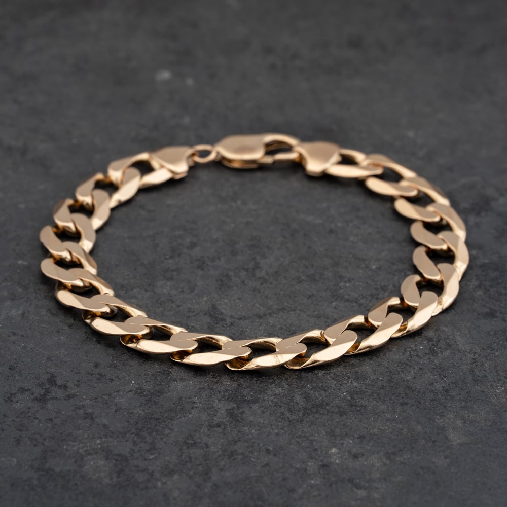 Pre-Owned 9ct Yellow Gold Heavy 8.5 Inch Curb Chain Bracelet 41081274