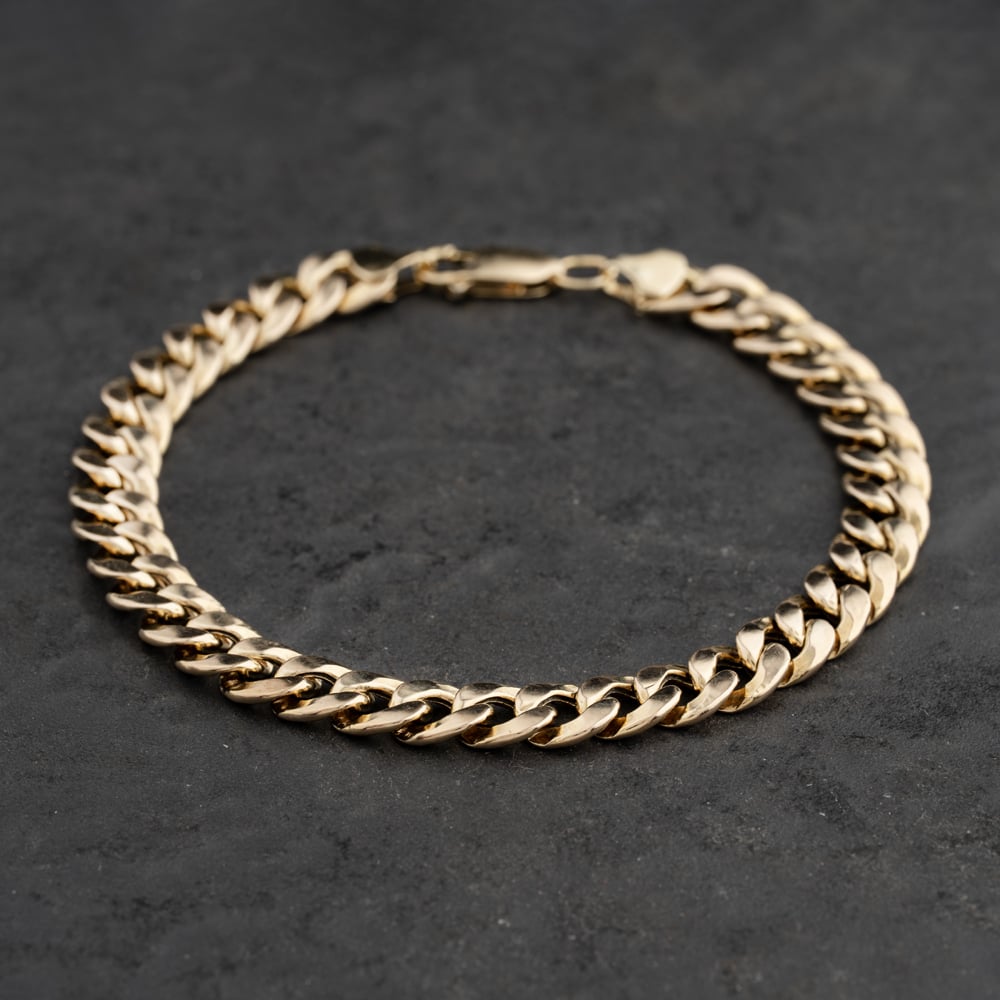 Pre-Owned 9ct Yellow Gold 8 Inch Curb Chain Bracelet 41081294