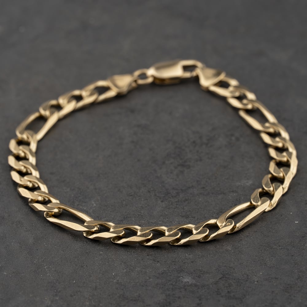 Pre-Owned 9ct Yellow Gold 8.5 Inch Figaro Chain Bracelet 41081315