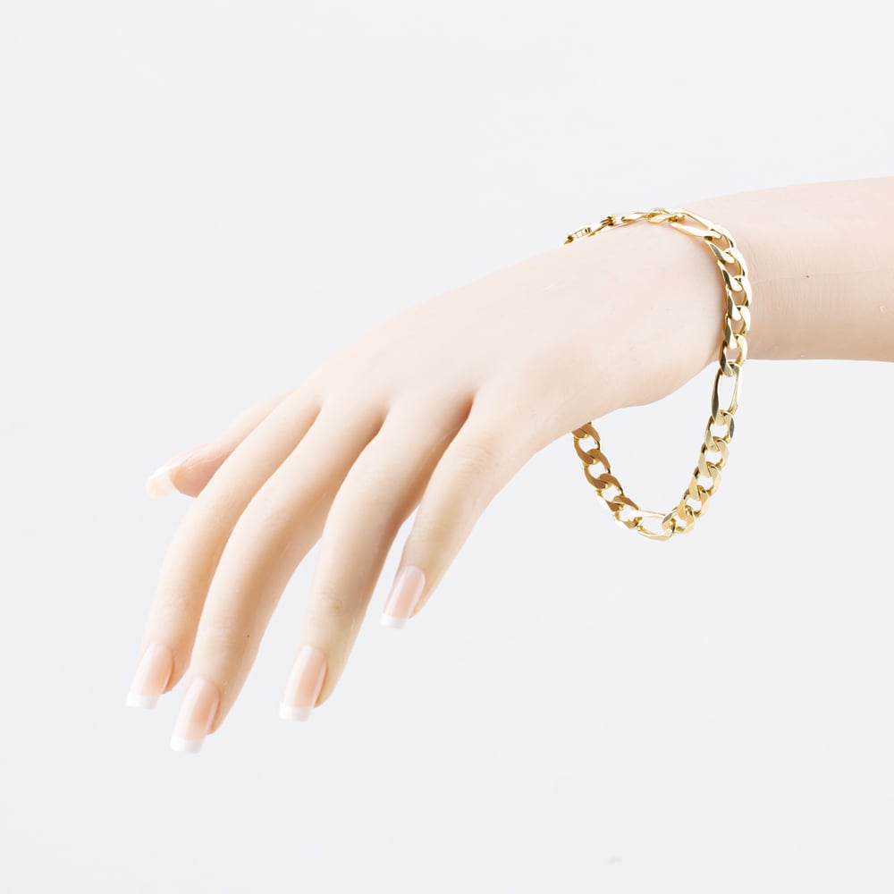 Pre-Owned 9ct Yellow Gold 8.5 Inch Figaro Chain Bracelet 41081315