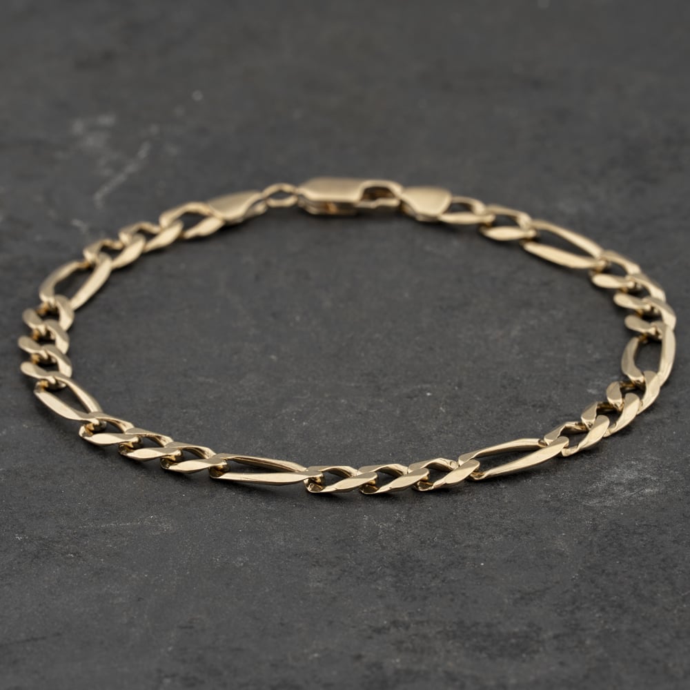 Pre-Owned 9ct Yellow Gold 8.5 Inch Figaro Chain Bracelet 41081323