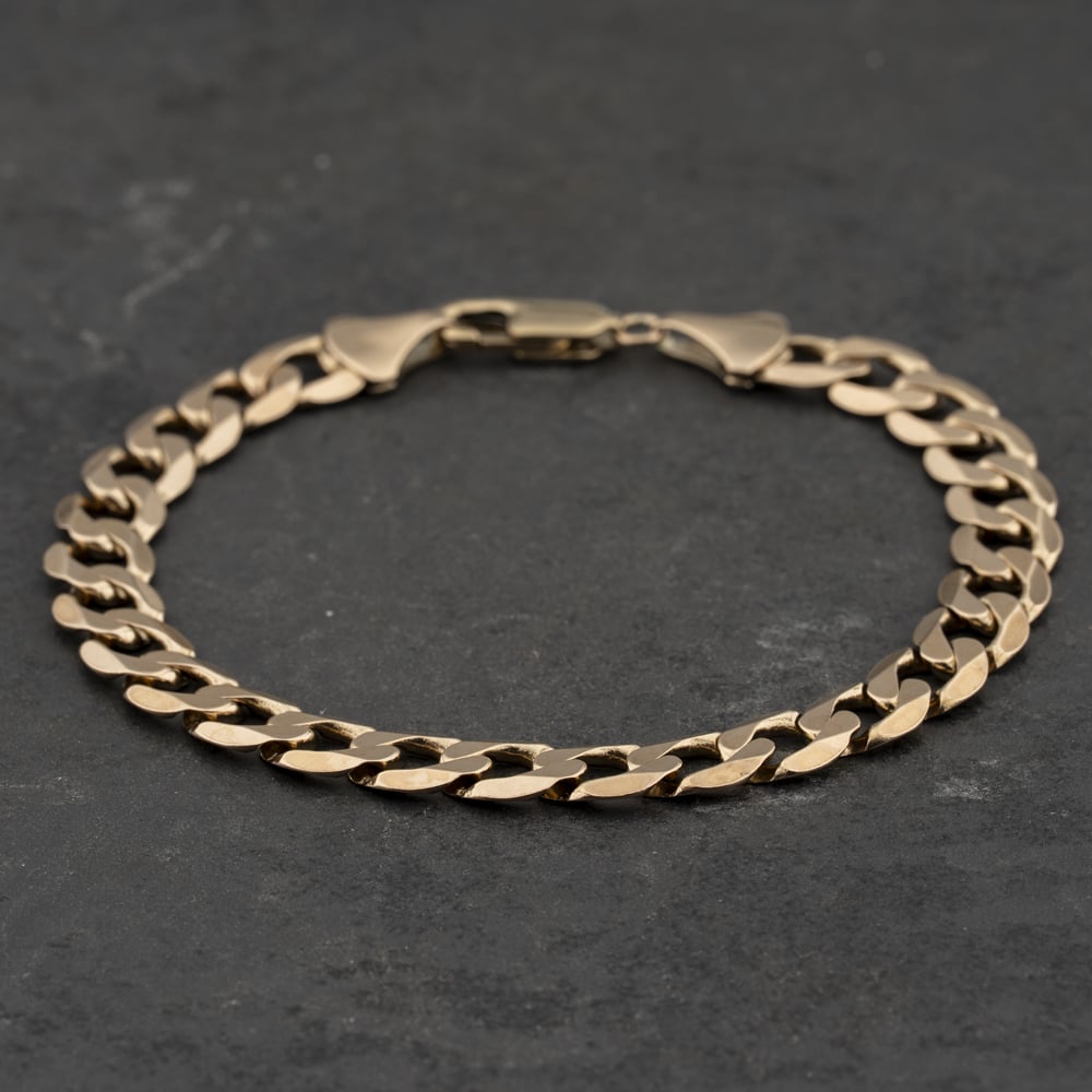 Pre-Owned 9ct Yellow Gold 8.5 Inch Curb Chain Bracelet 41081328