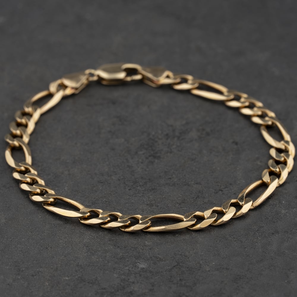 Pre-Owned 9ct Yellow Gold 9 Inch Figaro Chain Bracelet 41081333