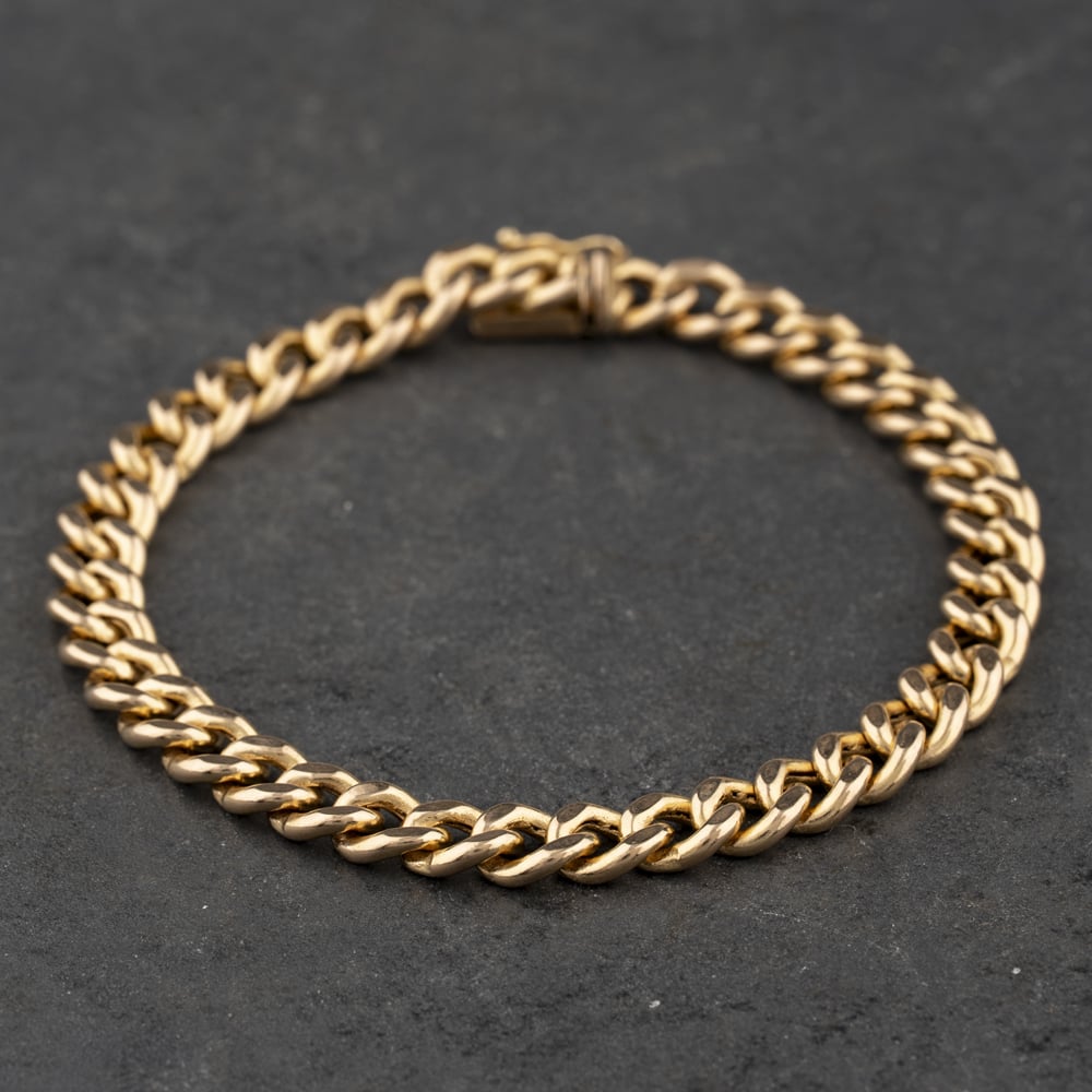 Pre-Owned 9ct Yellow Gold 8 Inch Curb Chain Bracelet 41081339