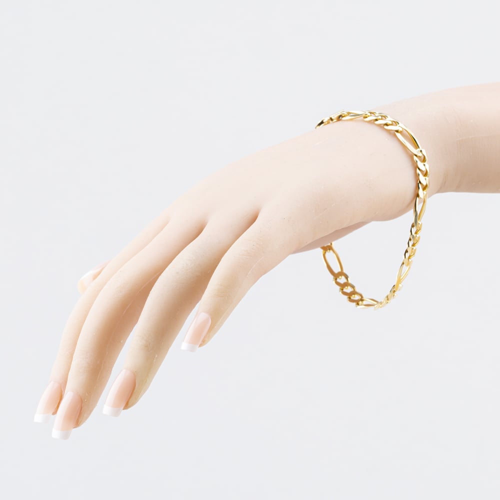 Pre-Owned 9ct Yellow Gold 8.5 Inch Figaro Chain Bracelet 41081344