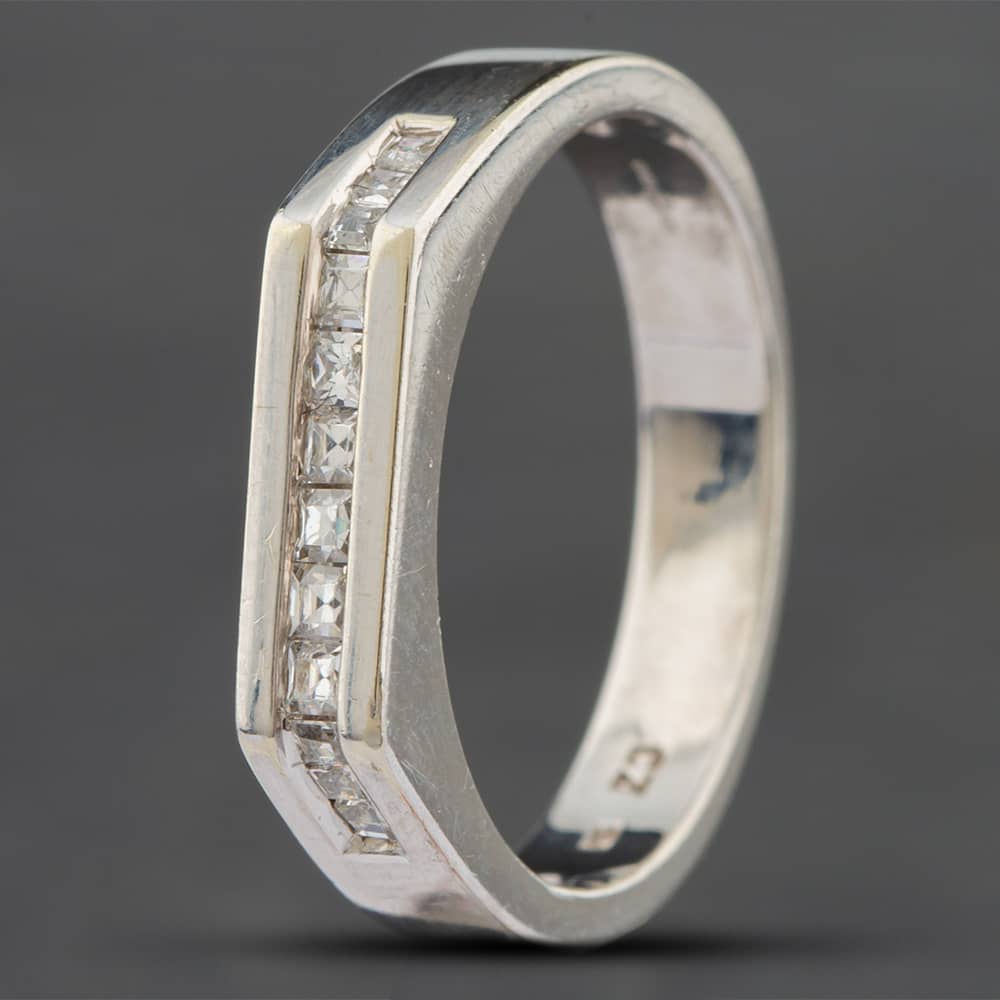 Click to view product details and reviews for Pre Owned 9ct White Gold Cubic Zirconia Oblong Dress Ring 41101357.