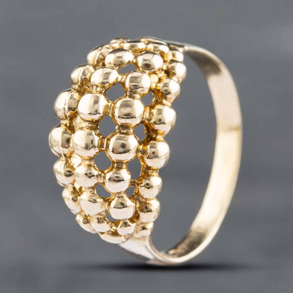 Product photograph of Pre-owned Vintage 9ct Yellow Gold Openwork Domed Keeper Ring 41101534 from The Jewel Hut