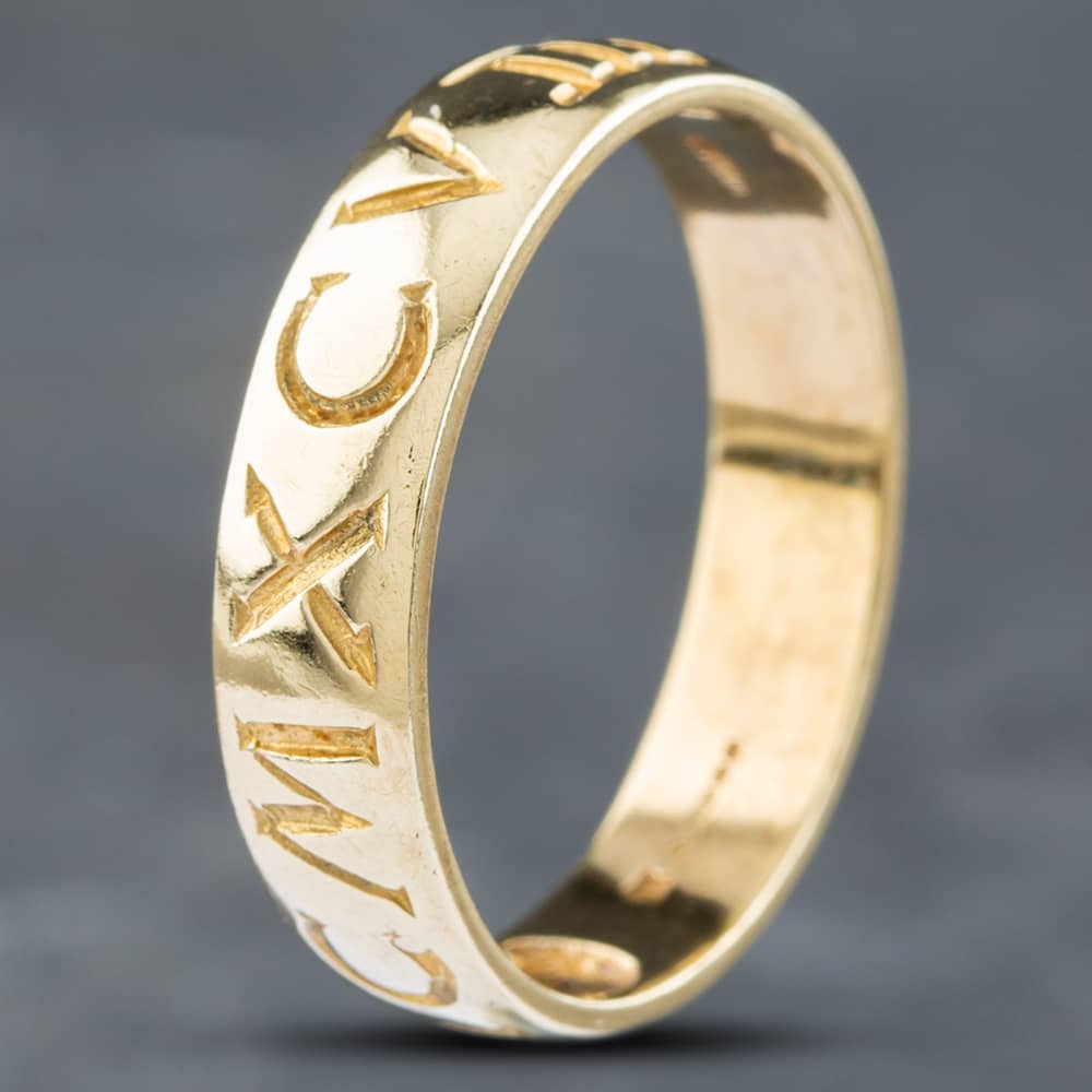 Pre-Owned 9ct Yellow Gold Roman Numeral 1998 Dress Ring 41101582