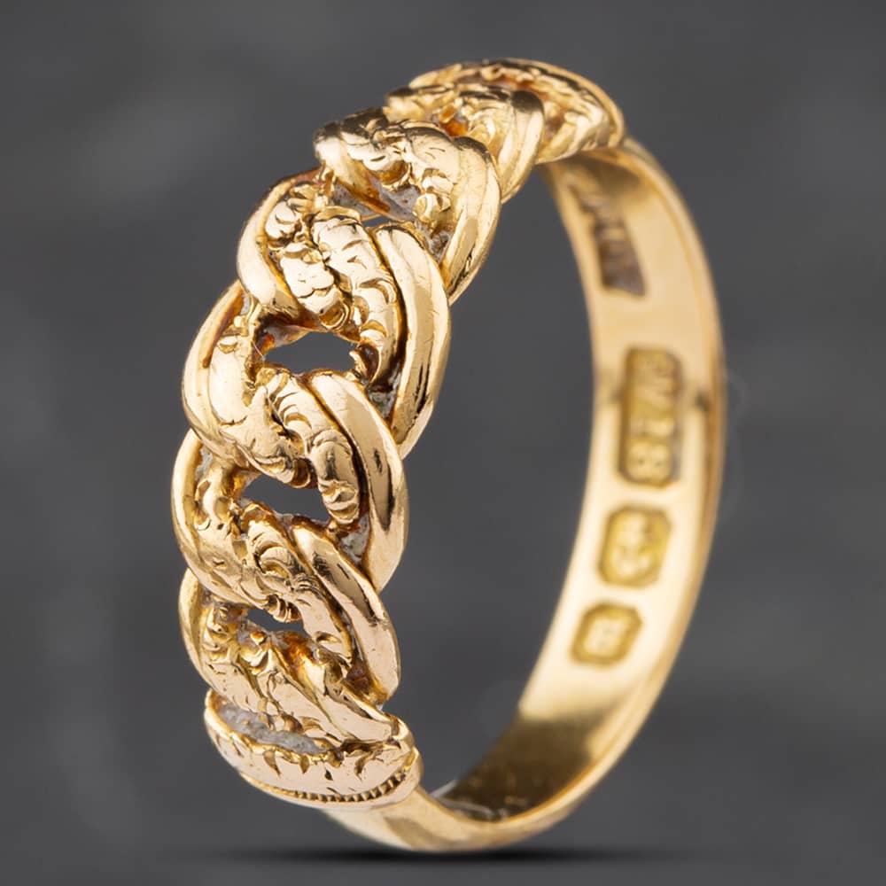 Pre-Owned Antique 18ct Yellow Gold Double Curb Dress Ring 4110202