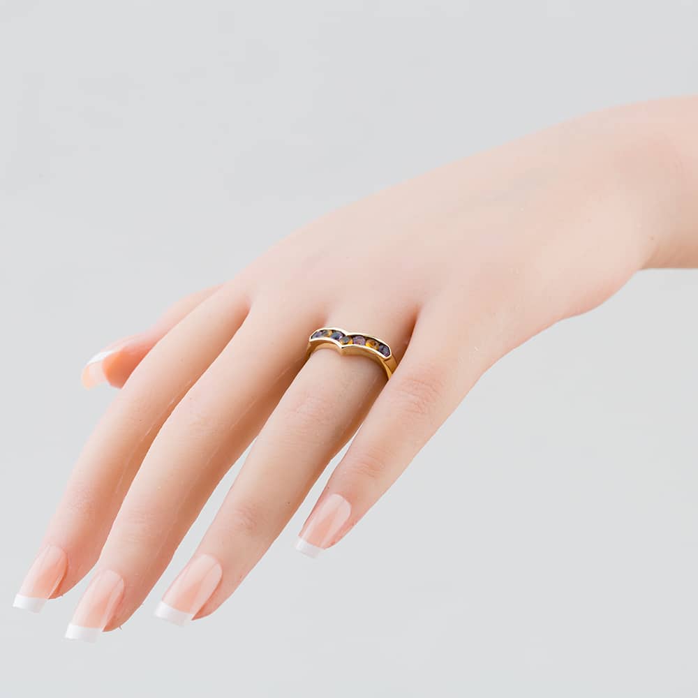 Pre-Owned 9ct Yellow Gold Citrine & Iolite Half Wishbone Ring 41102039