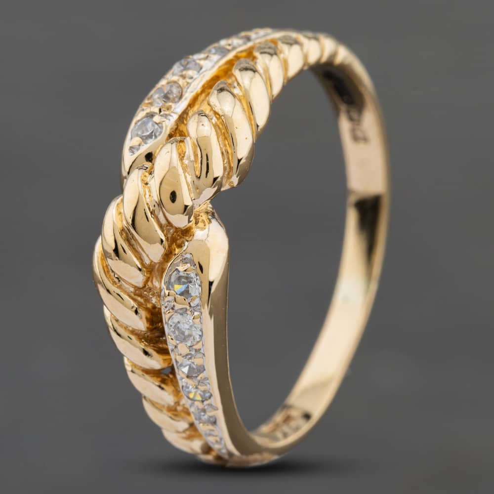 Product photograph of Pre-owned 9ct Yellow Gold Cubic Zirconia Rope Dress Ring 41102115 from The Jewel Hut
