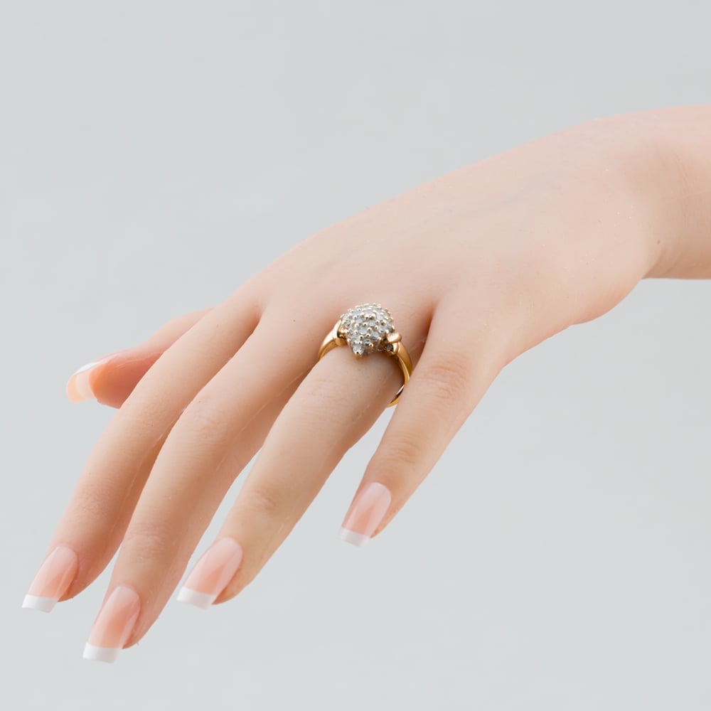 Pre-Owned 9ct Yellow Gold Cubic Zirconia Marquise Shape Cluster Ring 41102412