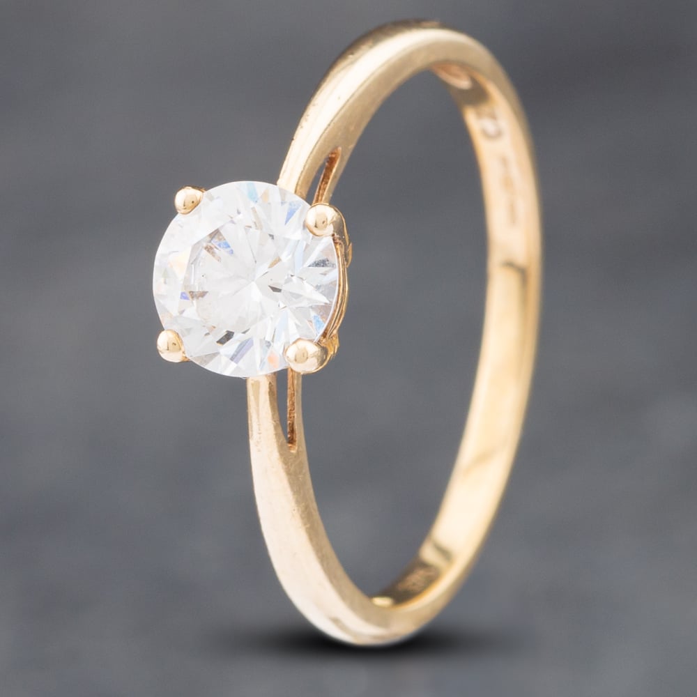 Product photograph of Pre-owned 9ct Yellow Gold Cubic Zirconia Solitaire Ring 41102466 from The Jewel Hut
