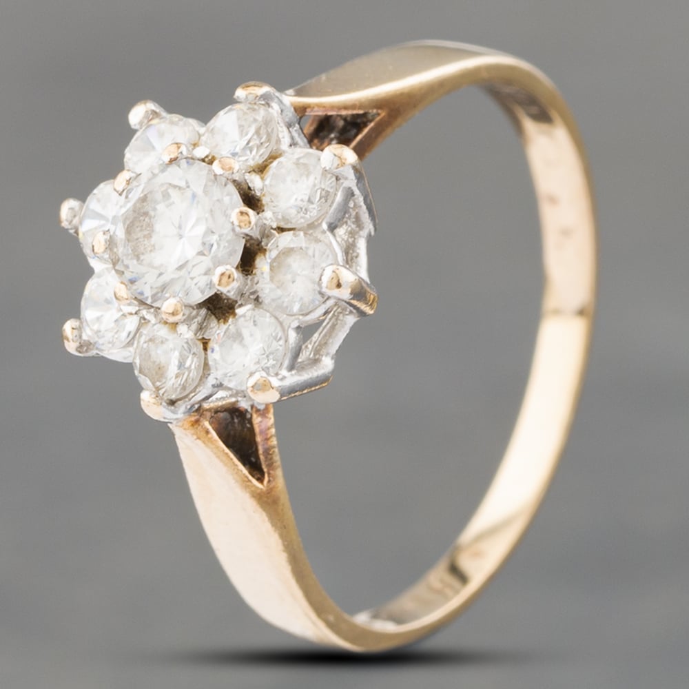 Product photograph of Pre-owned 9ct Yellow Gold Cubic Zirconia Cluster Ring 41102571 from The Jewel Hut