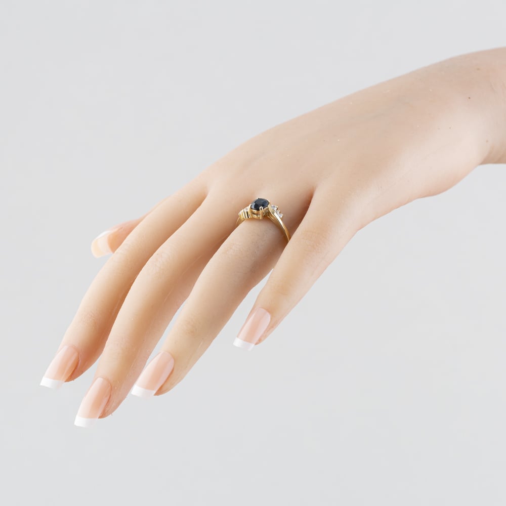 Pre-Owned 9ct Yellow Gold Sapphire & Cubic Zirconia Dress Ring 41102670