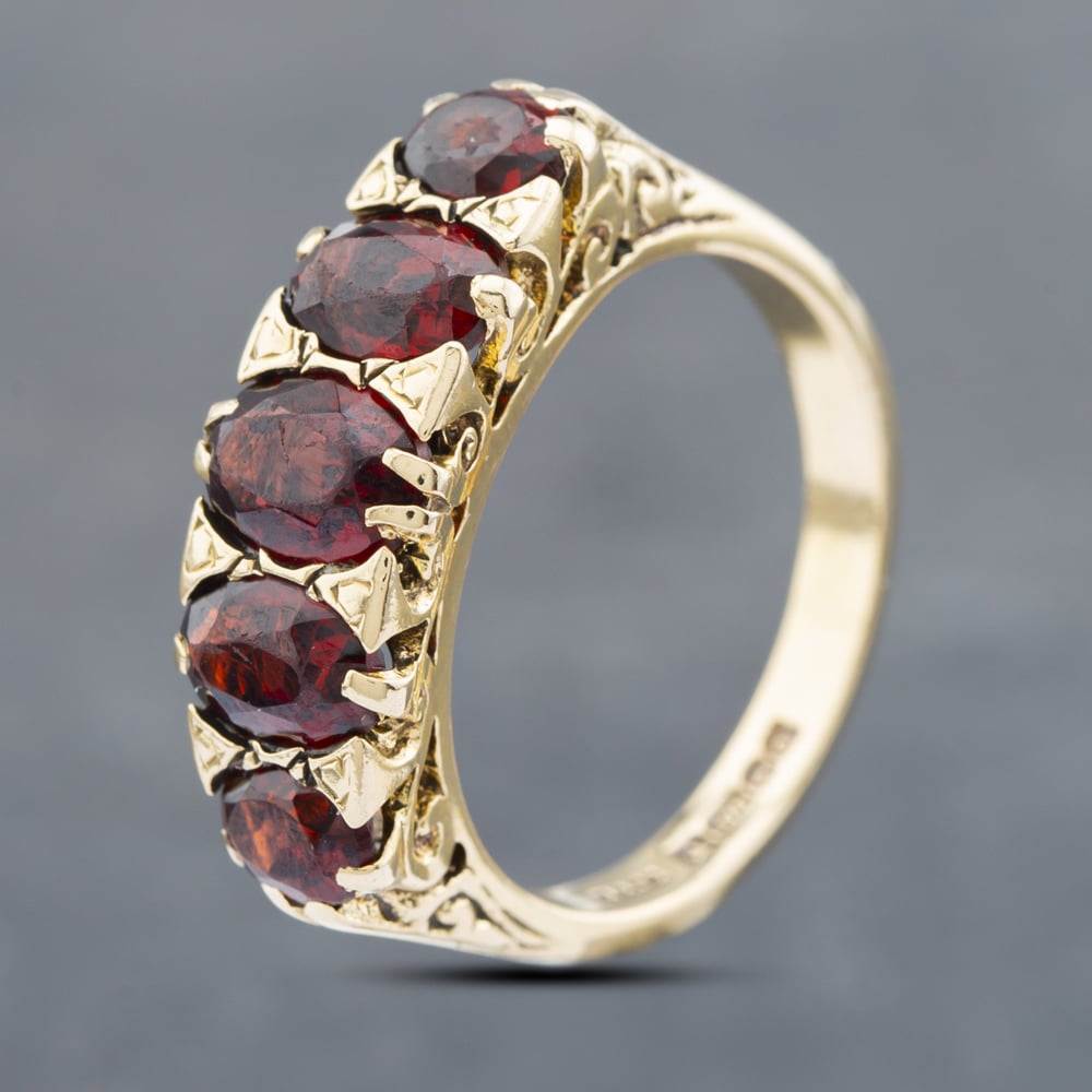 Click to view product details and reviews for Pre Owned Vintage 9ct Yellow Gold Garnet Five Stone Ring 41102707. Click to view product details and reviews for Pre Owned Vintage 9ct Yellow Gold Garnet Five Stone Ring 41102707.