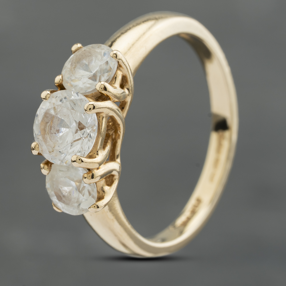 Click to view product details and reviews for Pre Owned 14ct Yellow Gold Cubic Zirconia Three Stone Ring 41102719.