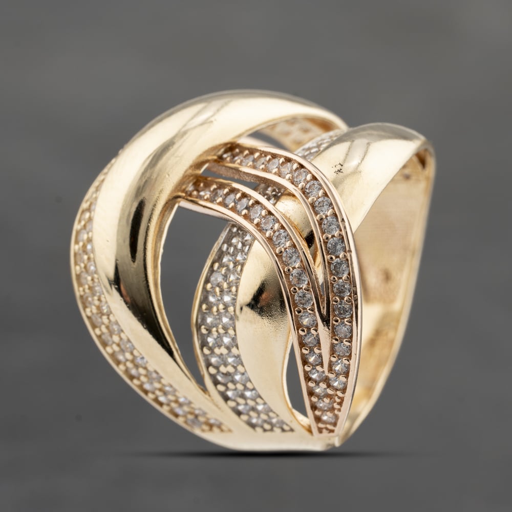 Click to view product details and reviews for Pre Owned 14ct Two Colour Gold Cubic Zirconia Double Dress Ring 41102787.