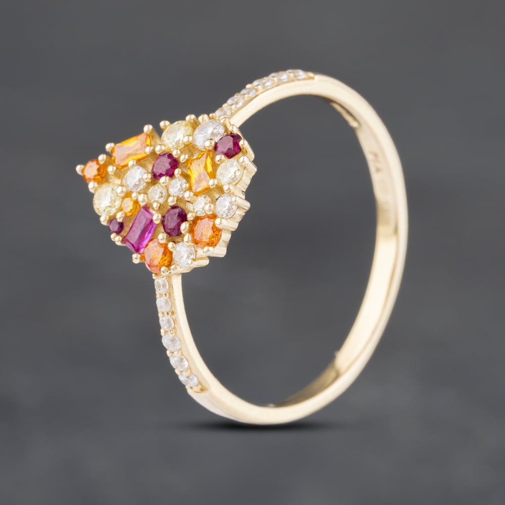 Pre-Owned 9ct Yellow Gold Multi Stone Pear Shape Dress Ring 41102846
