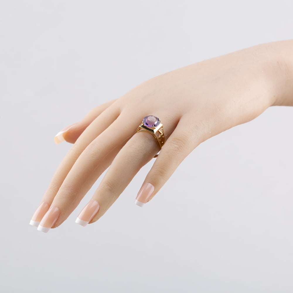 Pre-Owned Vintage 9ct Yellow Gold Amethyst Dress Ring 41103128