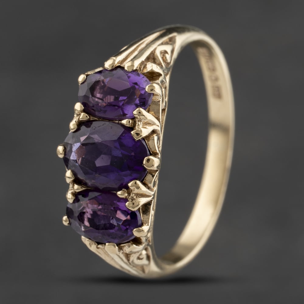 Click to view product details and reviews for Pre Owned 9ct Yellow Gold Amethyst Three Stone Ring 41103364. Click to view product details and reviews for Pre Owned 9ct Yellow Gold Amethyst Three Stone Ring 41103364.
