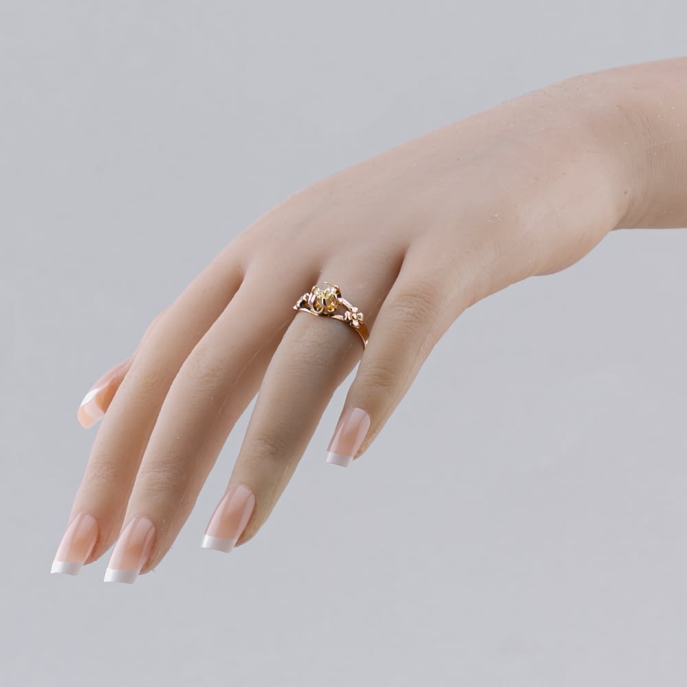 Pre-Owned 14ct Rose Gold Paste Flower Shoulders Dress Ring 41103465