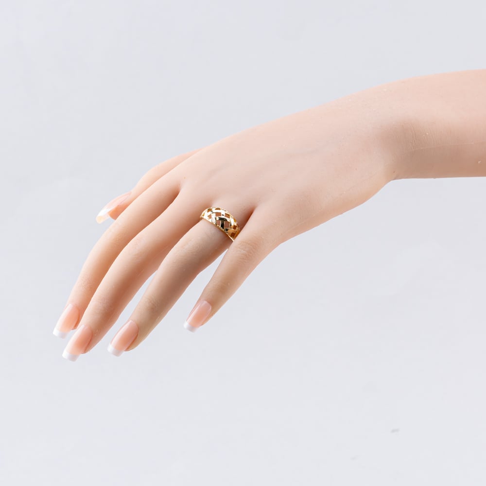 Pre-Owned 9ct Yellow Gold Lattice Design Signet Ring 41103556