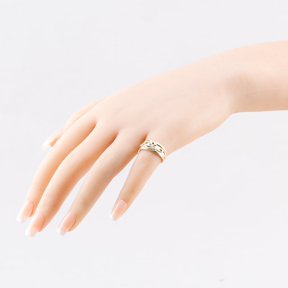 Pre-Owned 9ct Yellow Gold Cubic Zirconia Clogau Celtic Style Band Ring 41103590