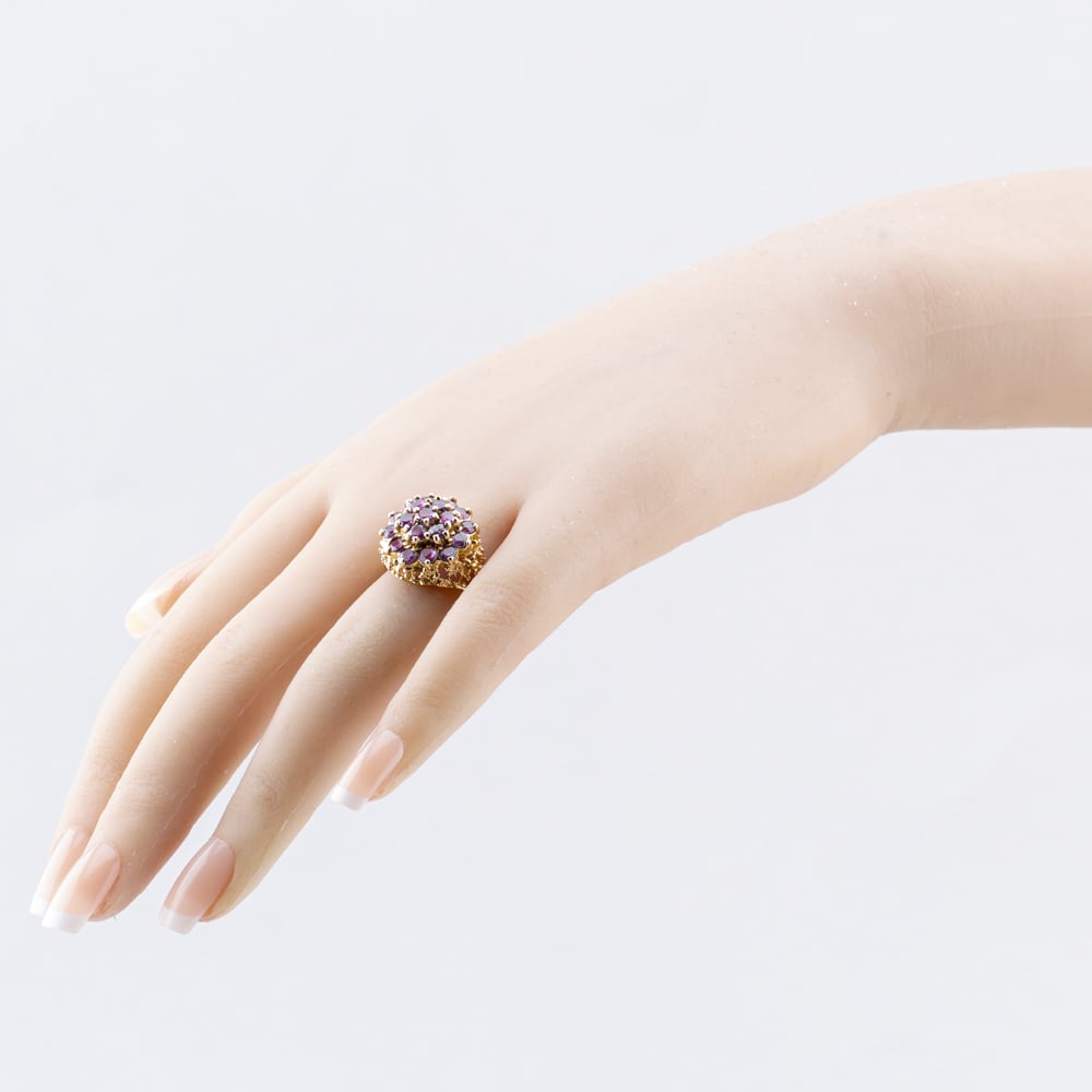 Pre-Owned 9ct Yellow Gold Ruby Large Cluster Ring 41103665