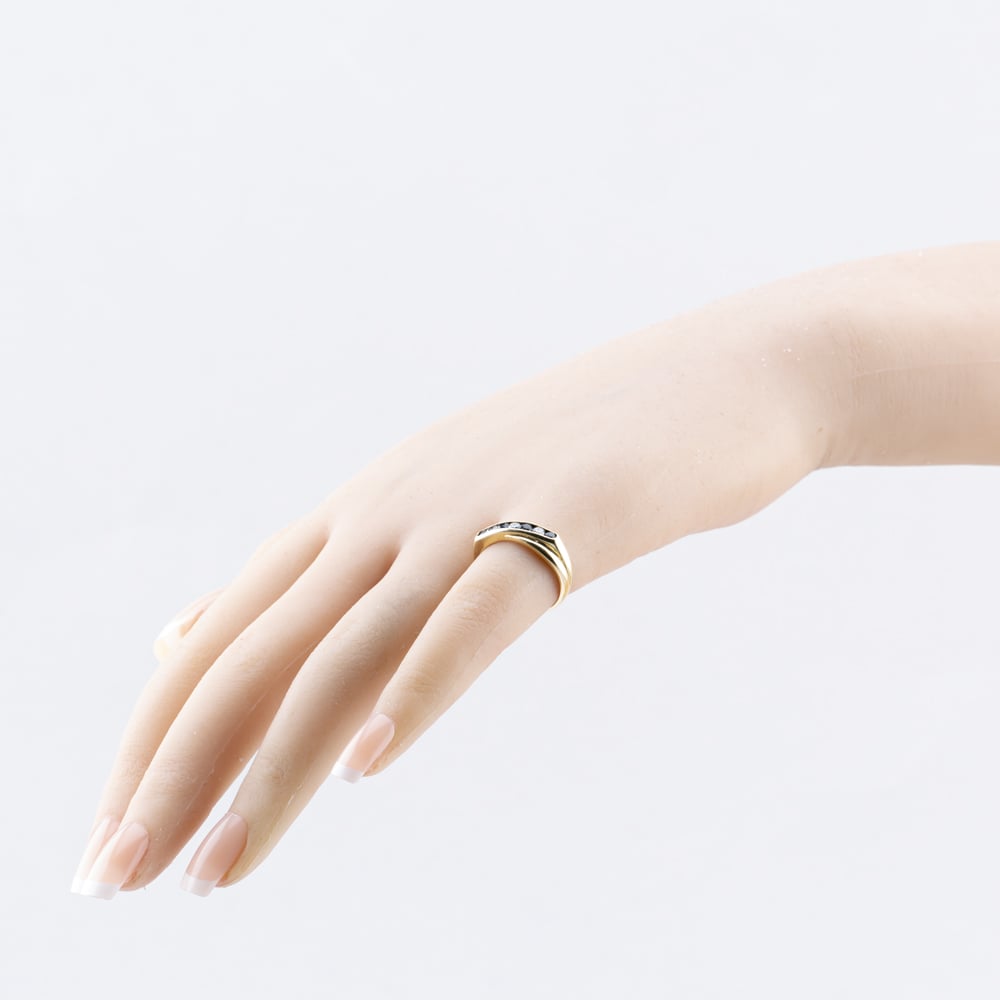 Pre-Owned 9ct Yellow Gold Sapphire & Cubic Zirconia Crossover Half Eternity Ring 41103690