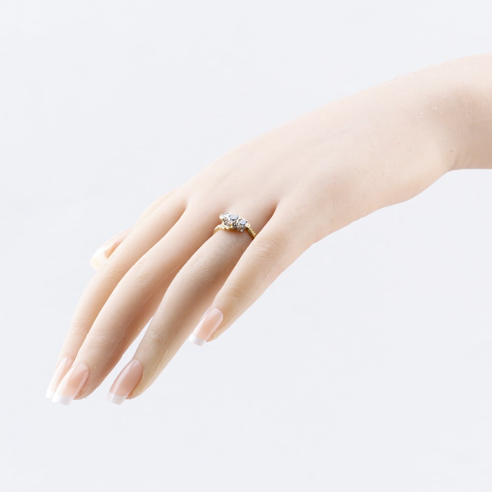 Pre-Owned 9ct Yellow Gold Cubic Zirconia Three Stone Ring 41103704